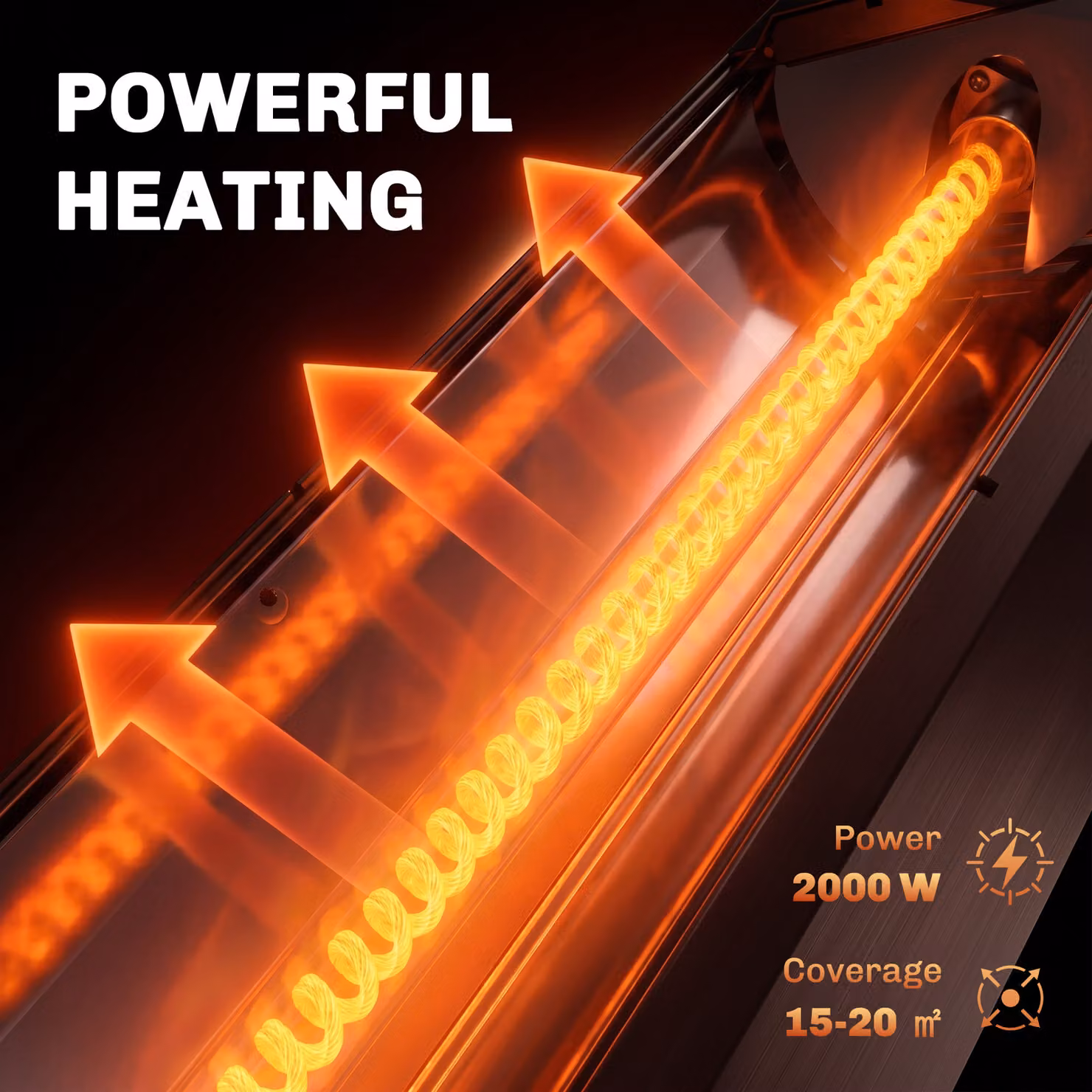 Outsunny 2000 W Electric Infrared Patio Heater with Cover, Black, Free Standing or Wall Mounted IP65 Outdoor Garden Heater – 4