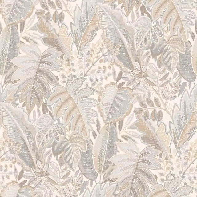 Grandeco Tribal Leaf Foliage Textured Botanical Floral Wallpaper in Beige