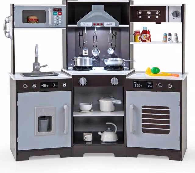 Costway Pretend Play Kitchen Accessory Playset in Brown