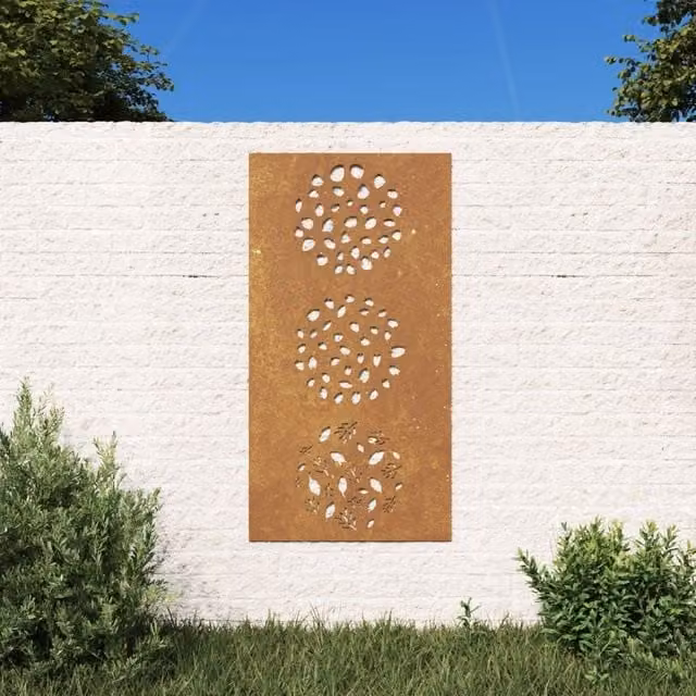 Berkfield Home Garden Brown Corten Steel Floral Leaf Wall Decoration, W: 105 cm, H: 55 cm – 1
