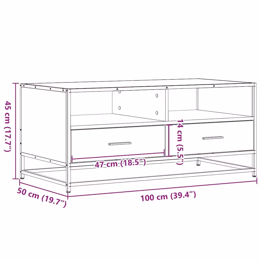 Berkfield Home Industrial Black Coffee Table in Engineered Wood and Metal, W/D/H: 100 x 50 x 45 cm – 6