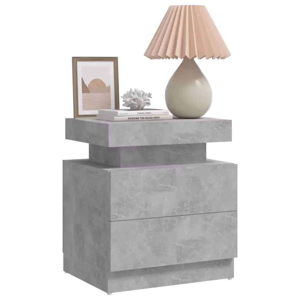 Berkfield Home Bedside Cabinet in Concrete Grey, W: 45 cm, D: 35 cm, H: 52 cm – 2
