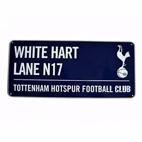 Tottenham Hotspur Metal Rectangular Street Sign in Blue and White, W: 40 cm, H: 18 cm