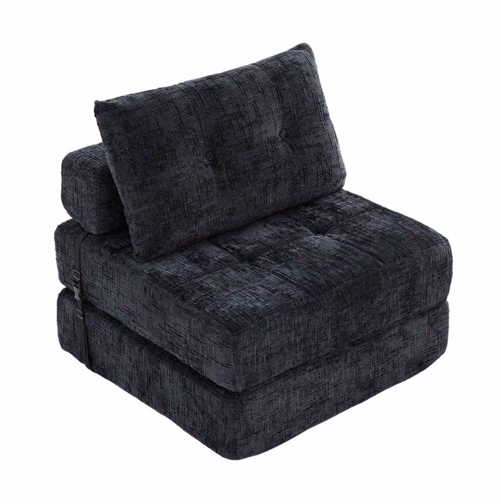 STILVORA Convertible Folding Sofa Bed in Black Chenille – 4
