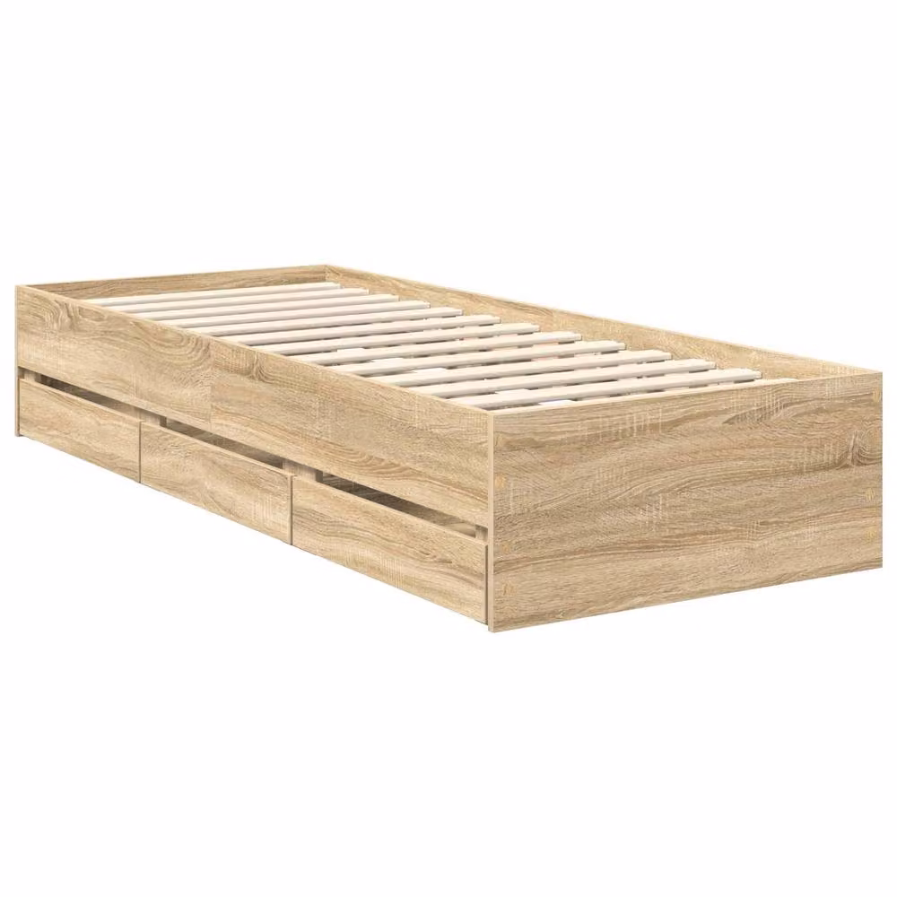 Berkfield Home Sonoma Oak Bed Frame with Drawer, Brown, W: 75 cm x L: 190 cm – 2