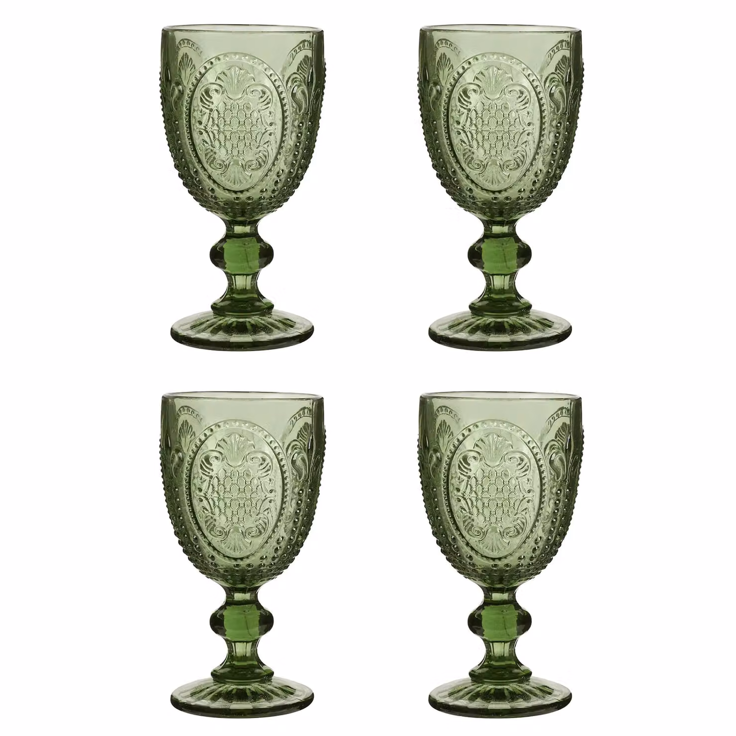 Dibor Set of 4 Green Vintage Luxury Wine Glasses, 310ml per glass – 2