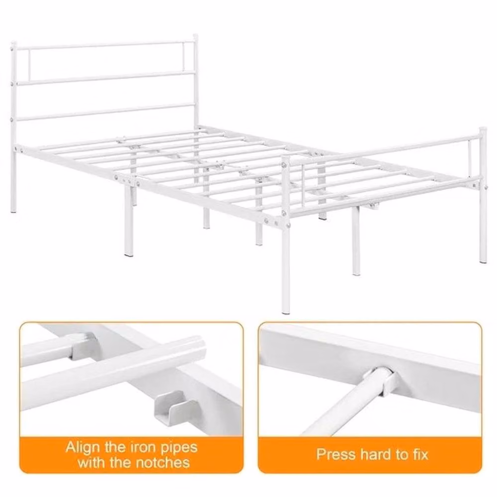 Kelvenix Metal Bed Frame in White, W/D/H: 120 x 200 cm – 2