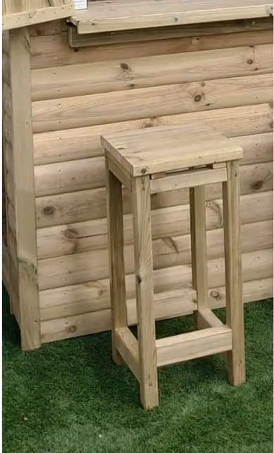 Churnet Valley Garden Furniture Ltd Brown Timber Garden Bar Stool, W: 36.5 cm, D: 38 cm, H: 80 cm