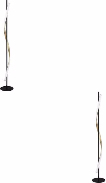 Loops 2 Pack Modern LED Arc Floor Lamp in Black and Brushed Brass with Included Bulbs