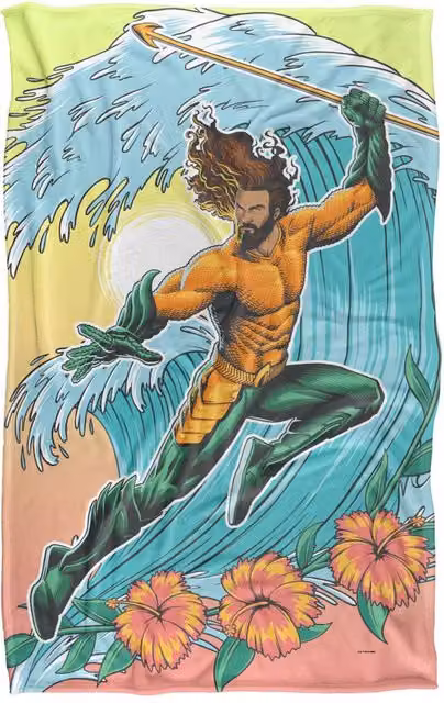 Warner Bros. Aquaman and the Lost Kingdom Waves Silky Touch Super Soft Fleece Throw Blanket, Multicolour, W/D/H: 91 x 147 cm – 5