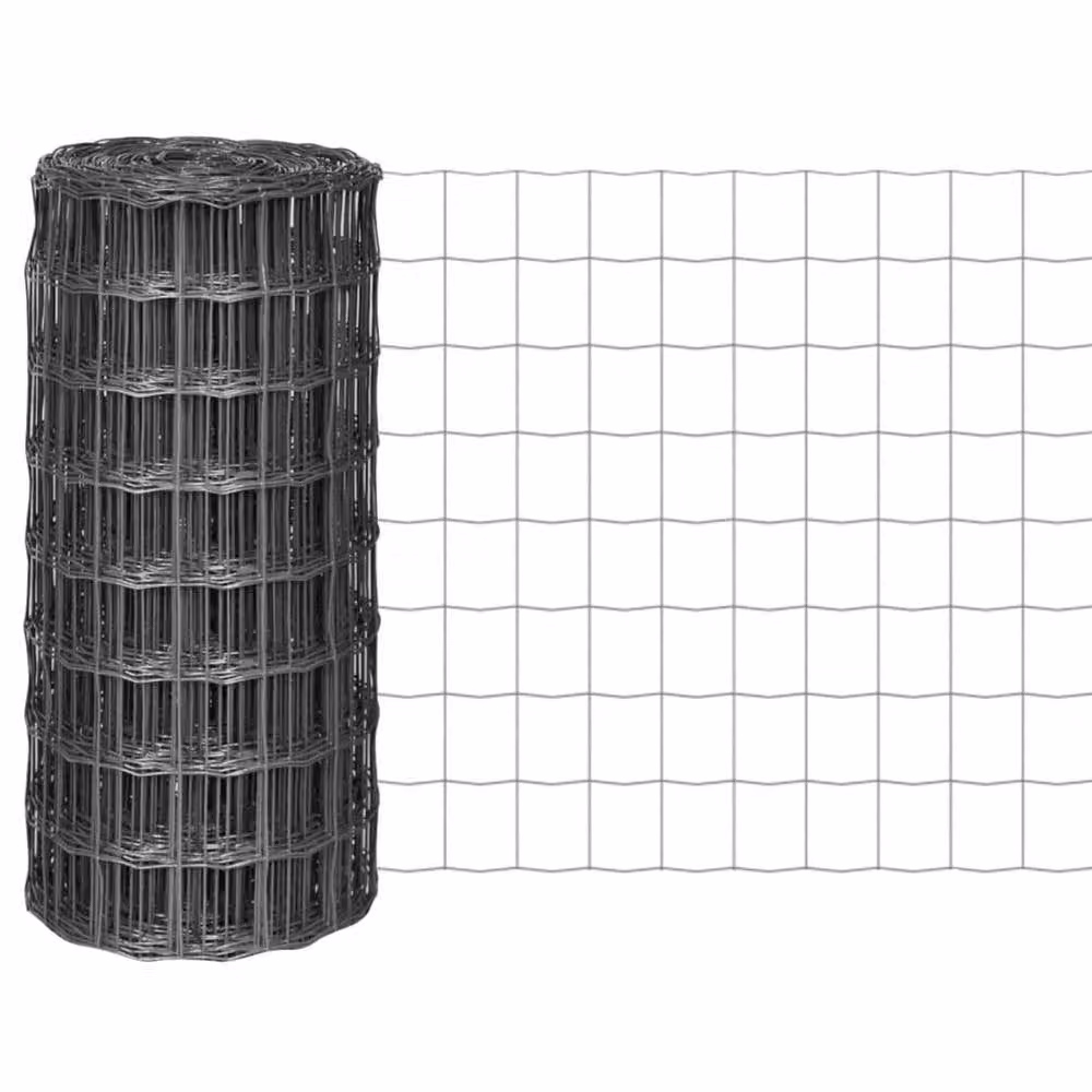 Berkfield Home Beautiful Euro Fence Steel PVC Coated Grey 25 x 0.8 m – 2