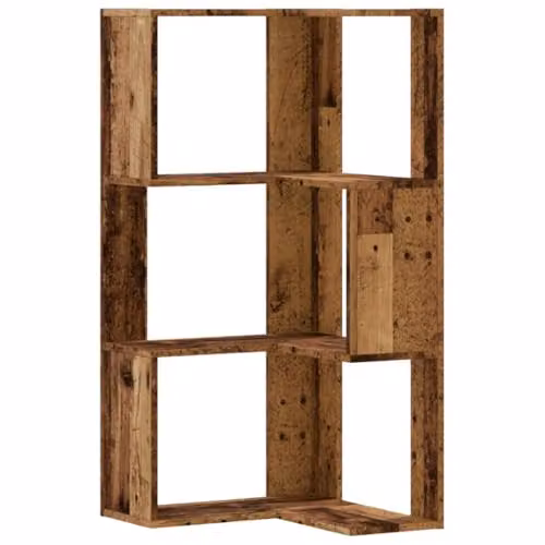 vidaXL 3-Tier Corner Bookcase in Brown Old Wood, W/D/H: 50 x 50 x 102 cm – 1