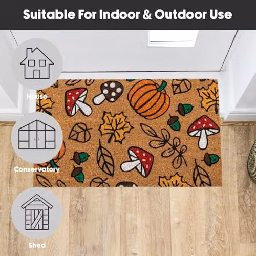 JVL Brown Coir Entrance Doormat with Non-Slip Latex Backing, W: 45 cm, D: 75 cm – 5