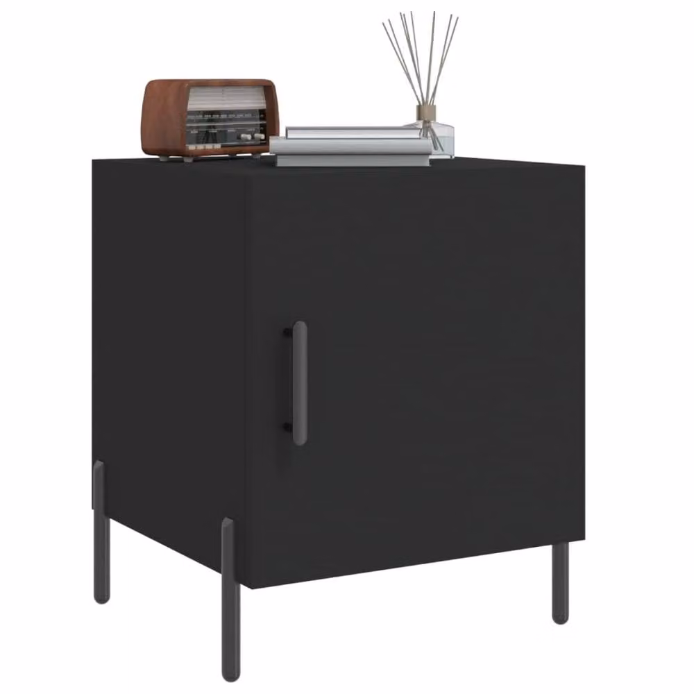 Berkfield Home Set of 2 Modern Black Bedside Cabinets with Media Compartments, W/D/H: 40 x 40 x 50 cm – 3