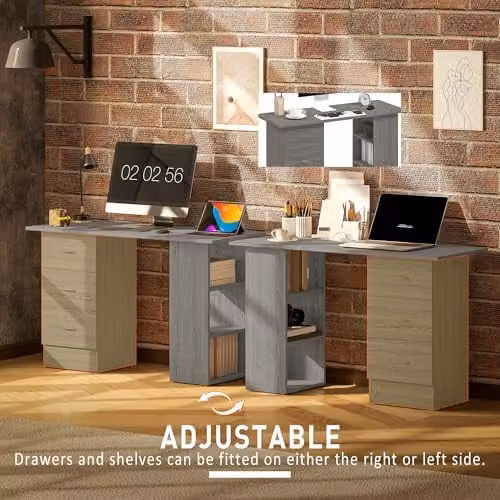 HOMCOM Grey Computer Desk with Drawers, W/D/H: 120 x 49 x 72 cm – 5