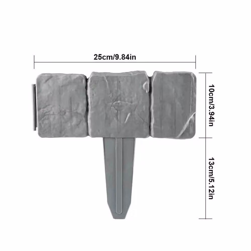 NESTLUNE 30-Piece Grey Imitation Stone Garden Edging Border Fence, W/D/H: 100 x 100 x 30 cm – 2