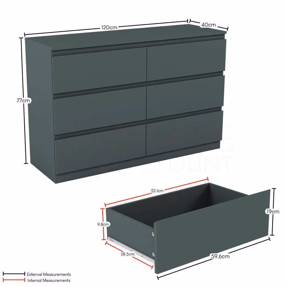 HD Designs Denver 6 Drawer Chest of Drawers in Green – 2