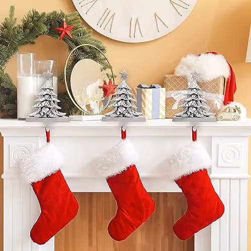 The Christmas Workshop Antique Finish Silver Christmas Tree Stocking Holder with Metal Hook and Weighted Base – 4
