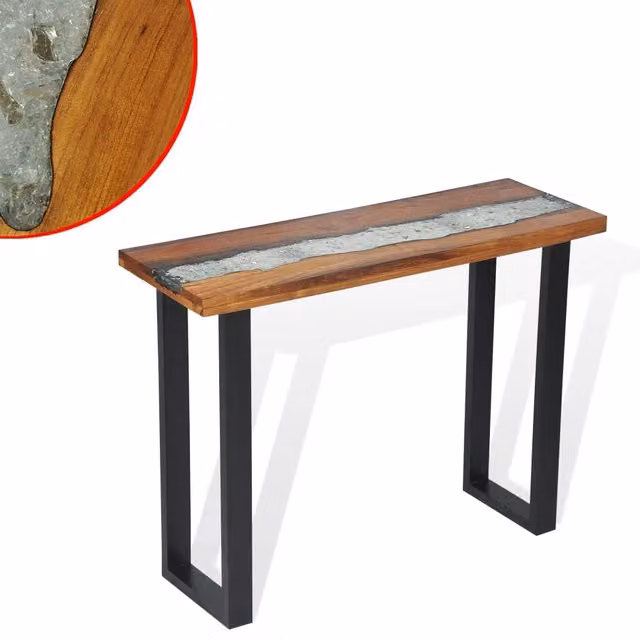 Berkfield Home Teak Console Table in Brown, W/D/H: 100 x 35 x 75 cm – 1