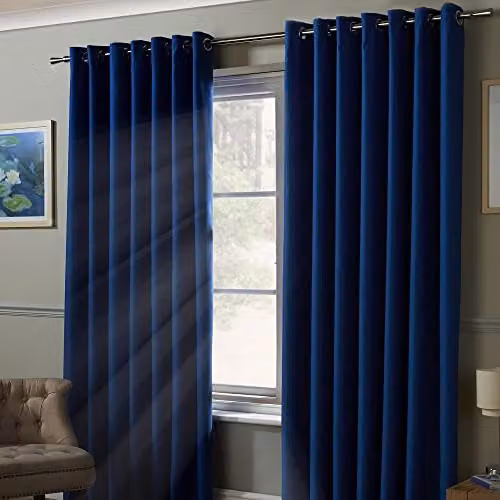 Luxury Living Plain Blue Blackout Eyelet Curtains, W: 117 cm, H: 183 cm – 2