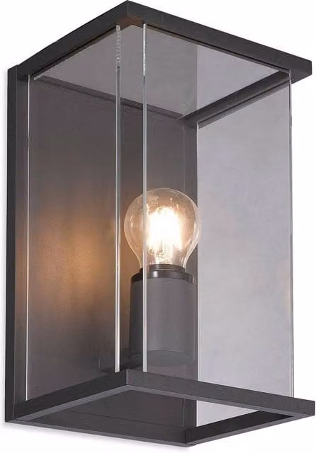Firstlight Carlton Modern Outdoor Wall Lantern in Grey with Transparent Glass, IP54, E27