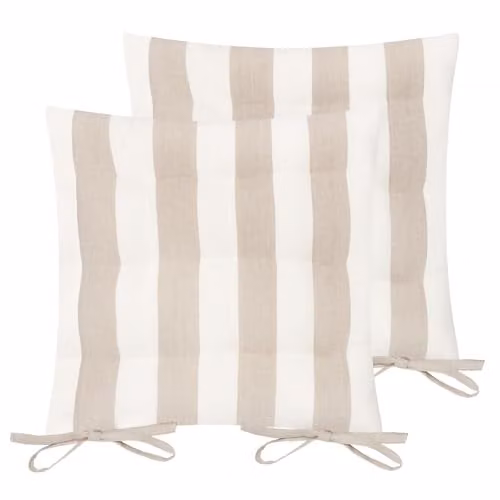 Riva Home Reversible Square Cotton Seat Pads, 2 Pack, Beige, W/D/H: 40 x 40 x 40 cm – 1