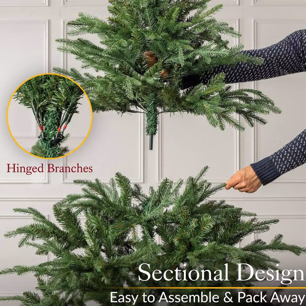 Christow Realistic Nordmann Fir Artificial Christmas Tree in Green with Stand, Height: 243.84 cm – 4