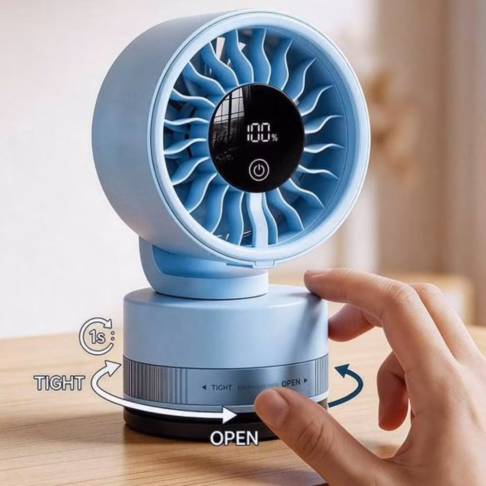 Quipulse Mini Portable Rechargeable Suction Cup Fan in Black – 3