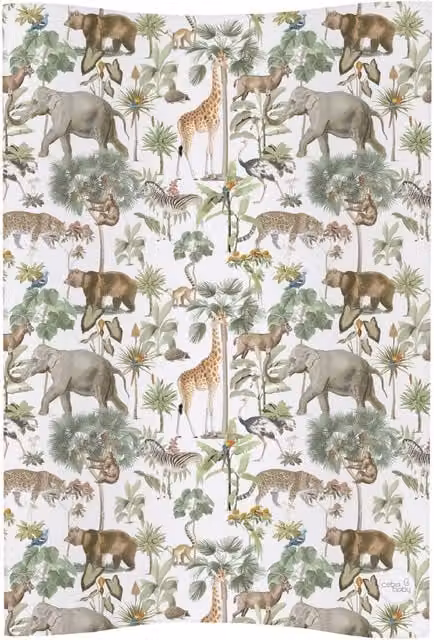 Ceba Deluxe Baby Changing Mat Anti Roll COSY in Colourful Safari White and Multicolour, W/D/H: 50 x 50 x 50 cm