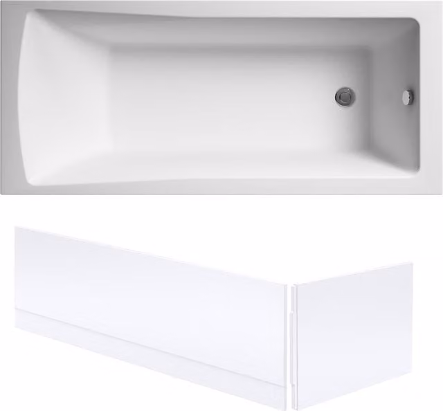 Balterley Square White Free Standing Bath Set with Leg Set and Front and End Panels W/D/H: 170 x 70 x 40 cm
