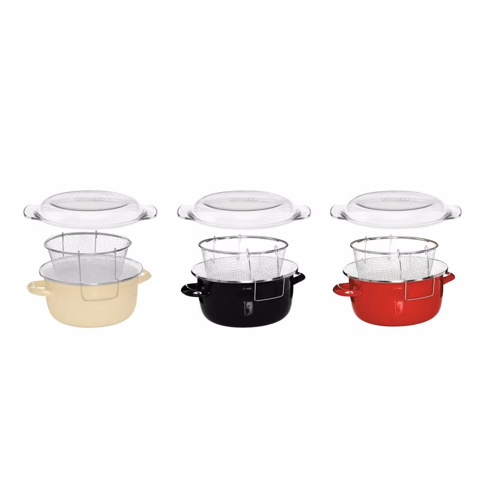 Orsina Enamel Deep Fat Fryer with Removable Basket in Red and Black – 3