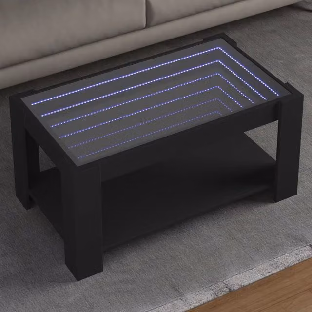 Berkfield Home Modern Black LED Coffee Table in Engineered Wood W/D/H: 93 x 53 x 45 cm – 1