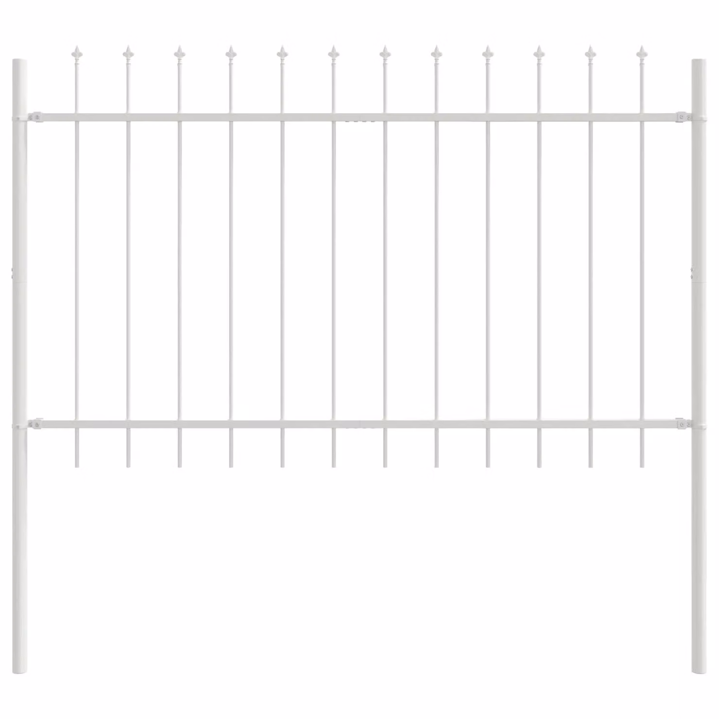 Berkfield Home Garden Spear Top Steel Fence, White, W: 1.7 m, H: 1 m – 2