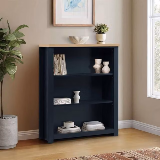 Birlea Highgate 3 Tier Modern Bookshelf in Navy Blue