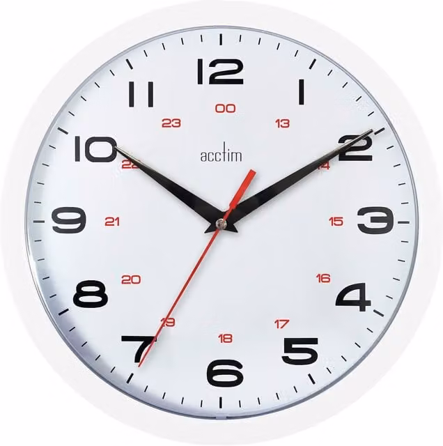 Acctim Aylesbury Analog Quartz Wall Clock, White, Diameter: 24.5 cm