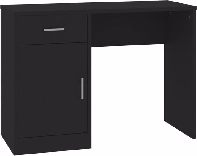 Berkfield Home Modern Computer Desk with Drawer and Cabinet in Black, W/D/H: 100 x 40 x 73 cm – 1