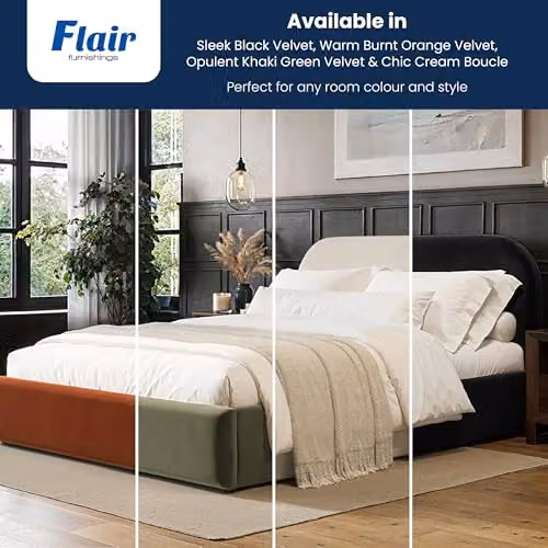 Flair Furnishings Alba Double Ottoman Bed Frame in Orange Velvet with Lift Up Storage Base – 7