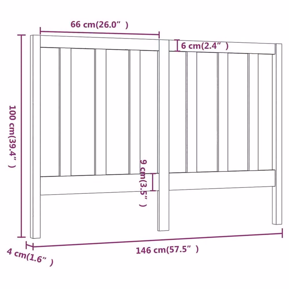 Berkfield Home Black Rustic Solid Pine Wood Bed Headboard W/D/H: 146 x 4 x 100 cm – 4