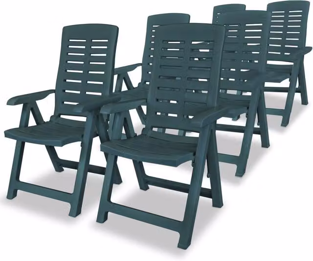Berkfield Home Set of 6 Reclining Green Plastic Garden Chairs