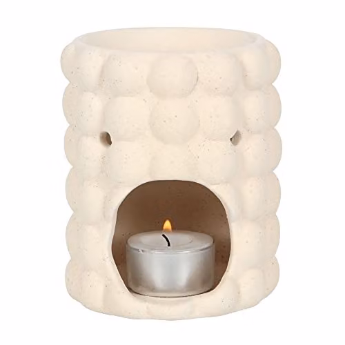 Something Different Speckle Bubble Ceramic Oil Burner in Beige and White