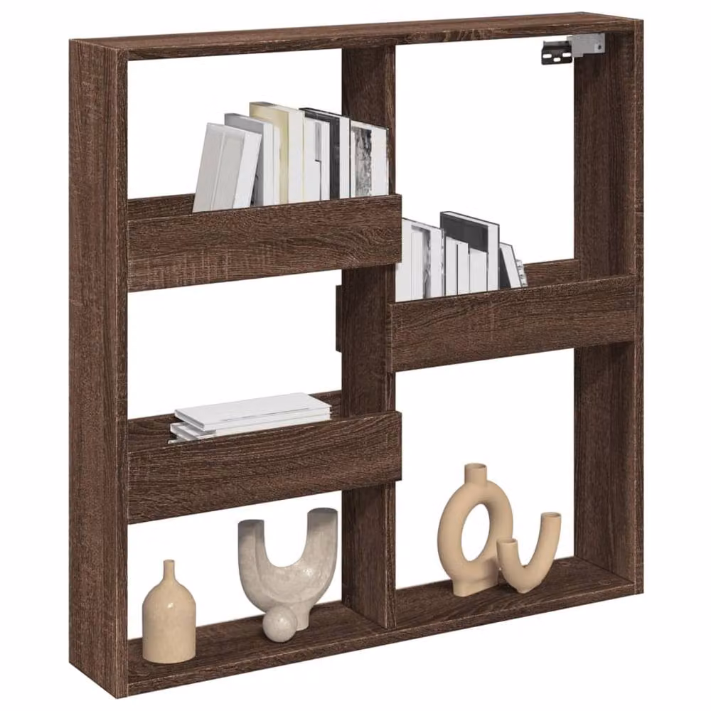 Berkfield Home Modern Wall Mounted Cabinet in Brown Oak, W: 80 cm, H: 80 cm, D: 15 cm – 3