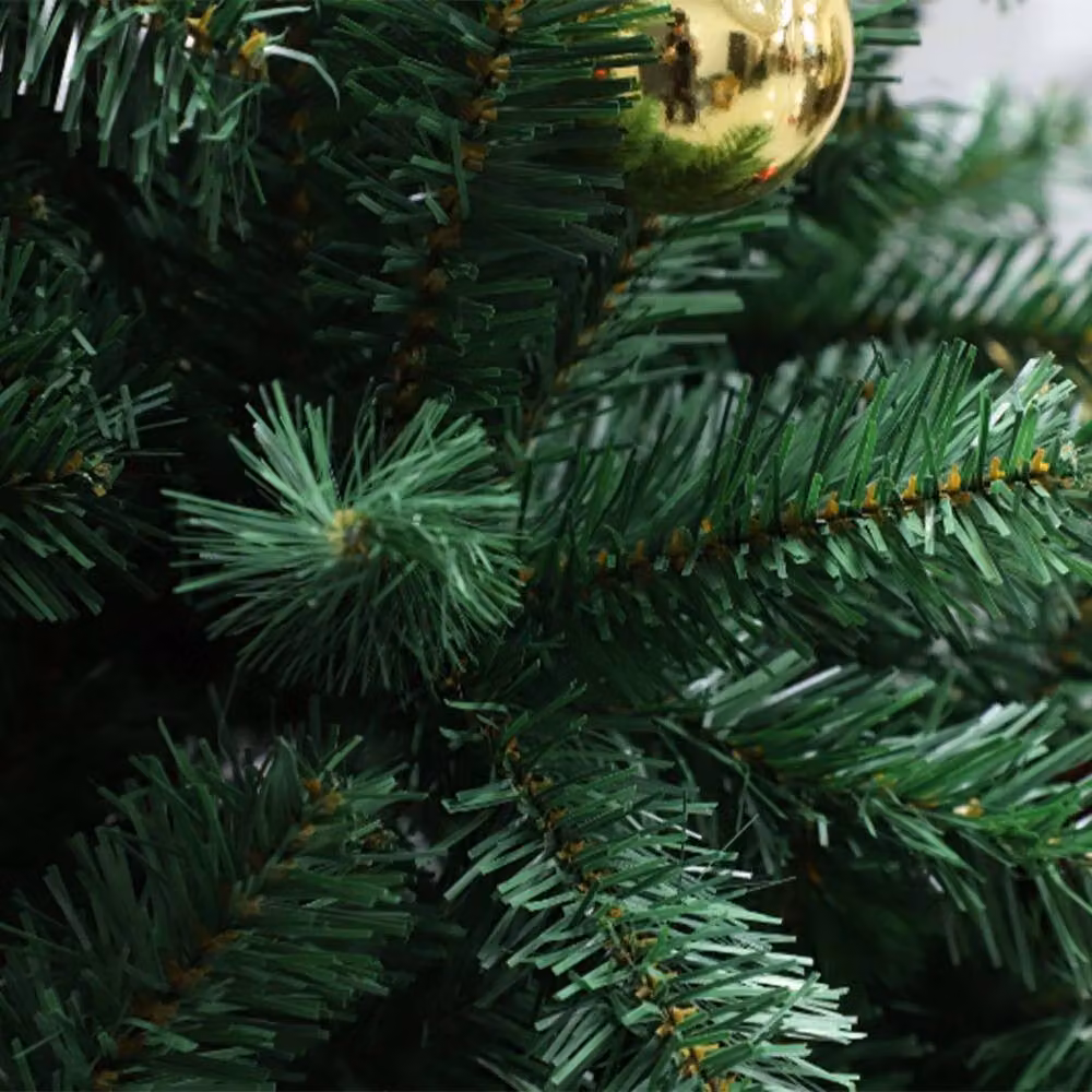 London Boutique 6ft Green PVC Hinged Artificial Christmas Tree with Star Topper – 6