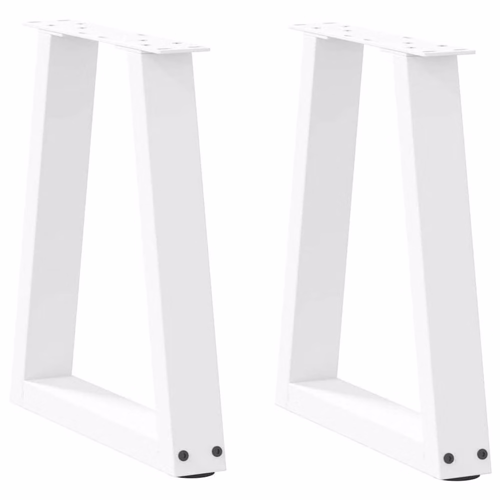 Berkfield Home V-Shape Dining Table Legs, 2 Pieces, White Steel, W: 28 cm, H: 42-43.3 cm