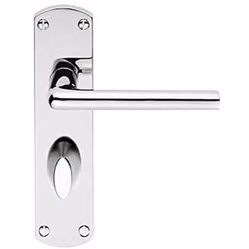 Loops Rounded Straight Bar Handle on Bathroom Backplate in Polished Chrome, W: 17.0 cm, H: 4.2 cm