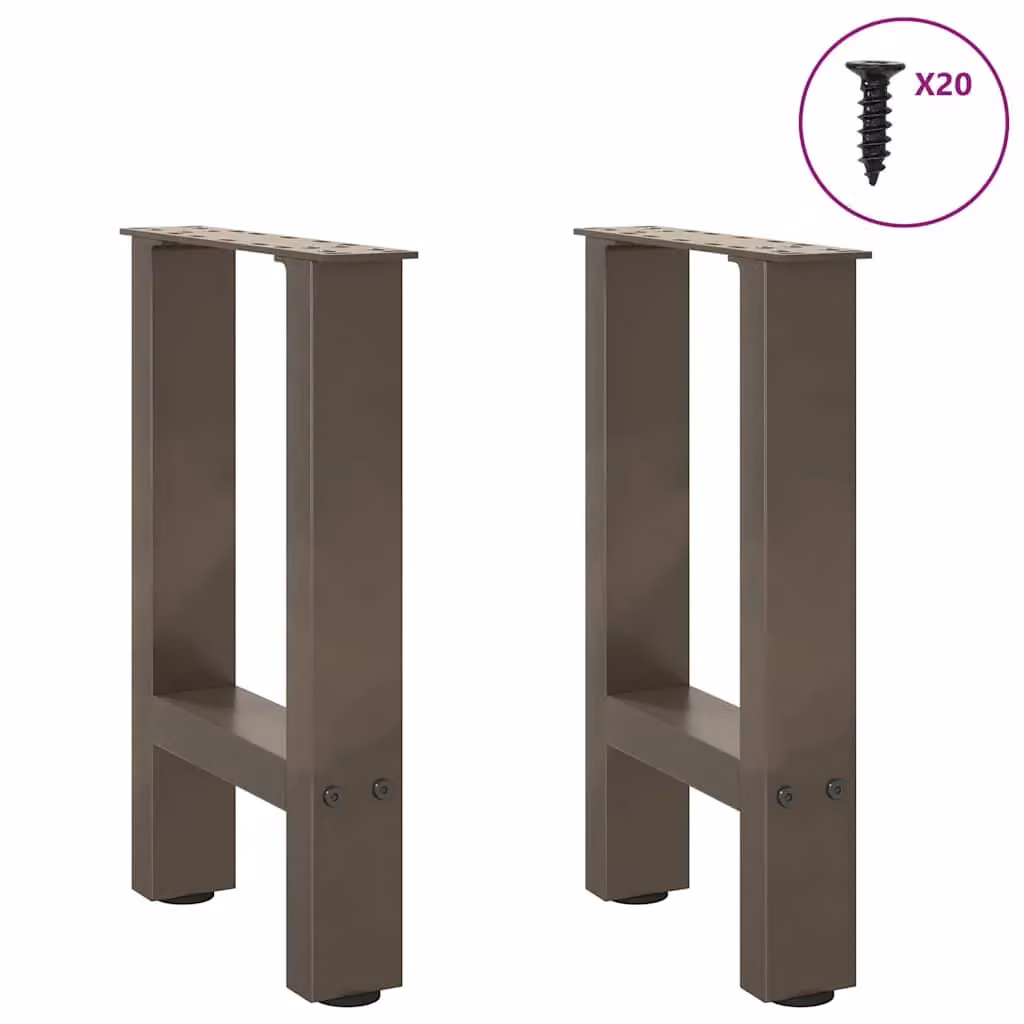 Berkfield Home Steel Coffee Table Legs, Grey, 2 Pieces, W/D/H: 38 x 38 x 42-43 cm – 2