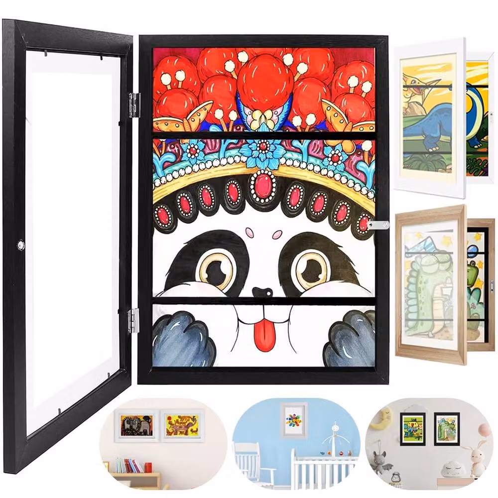 NESTLUNE Black 2-Piece A4 Art Display Frames for Childrens Drawings and Posters – 2