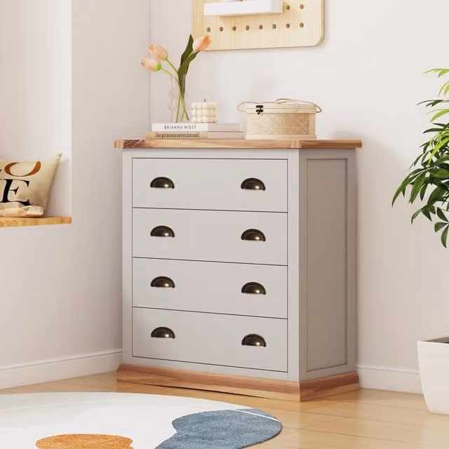 Cabinet Bits Bomporto 4 Drawer Chest in Grey with Gold Handles – 1