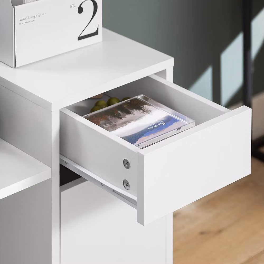 SoBuy Modern White Office Storage Cabinet with Hinged Doors and Internal Shelves – 5