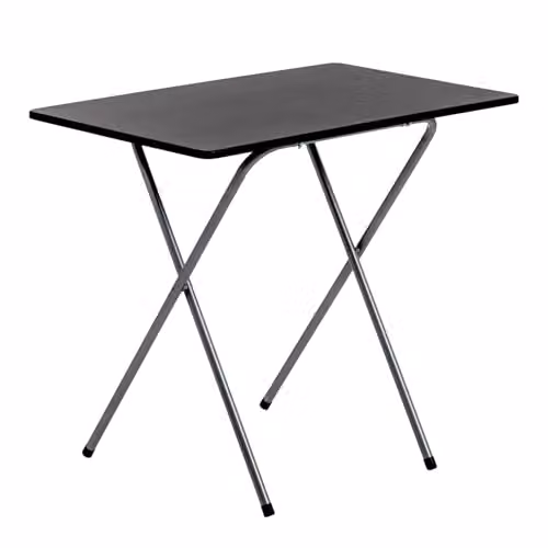 Harbour Housewares Modern Folding Computer Desk with Black Wood Top and Silver Metal X-Frame