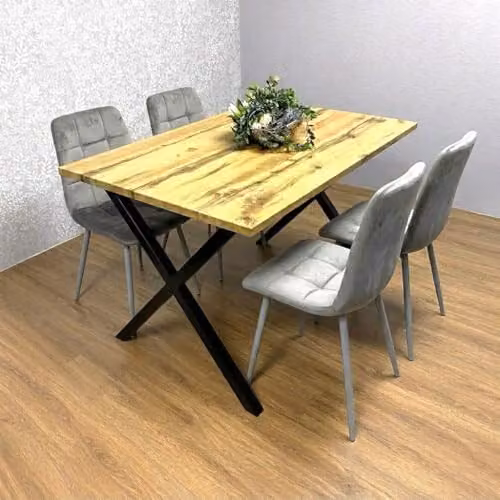Kosy Koala Modern Rectangular Dining Table Set with 4 Grey Chairs